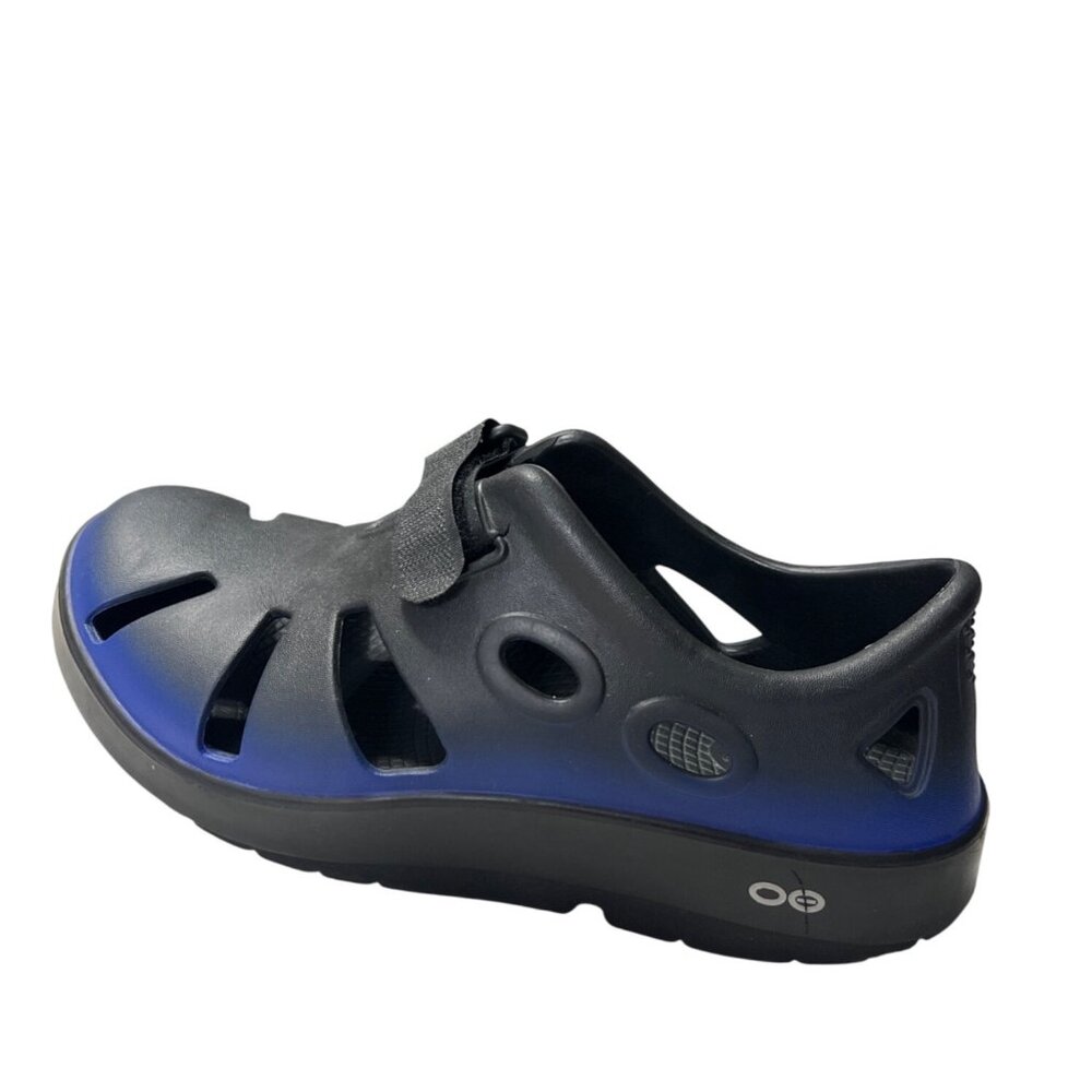OOFOS Women's Black and Blue Clog Sandals